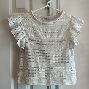 Zara: white top, size Small